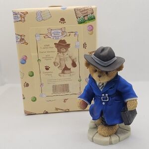 New  Cherished Teddies JAMES BEAR Member Figurine detective SLEUTH BLUE coat box